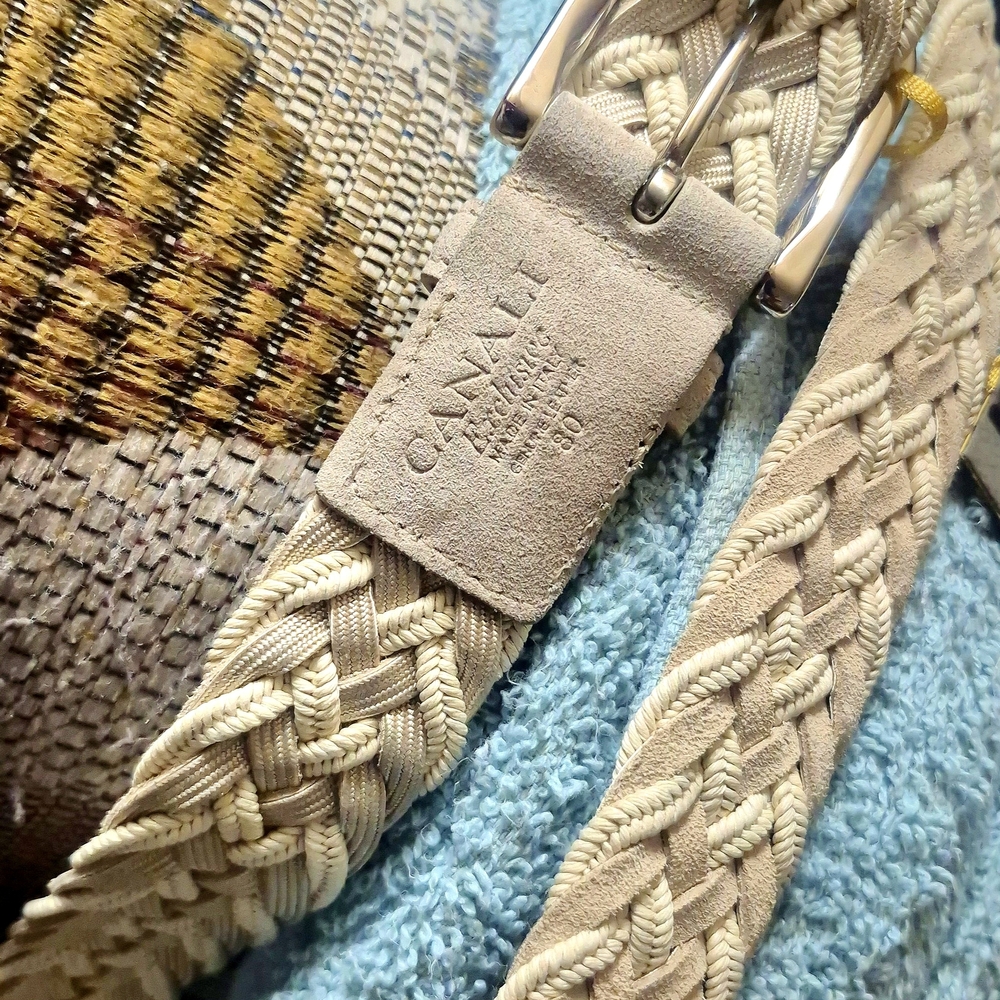Canali Light Tan Braided Leather Belt